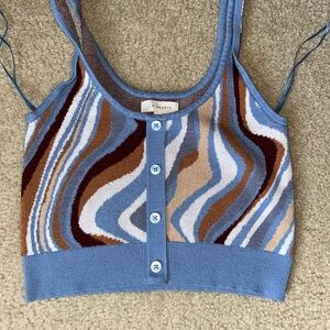 Colorful Knit Button-Up Crop Top